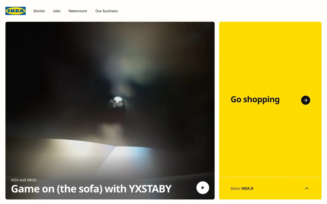 ikea.com, real screenshot of the same page without its cookie banner